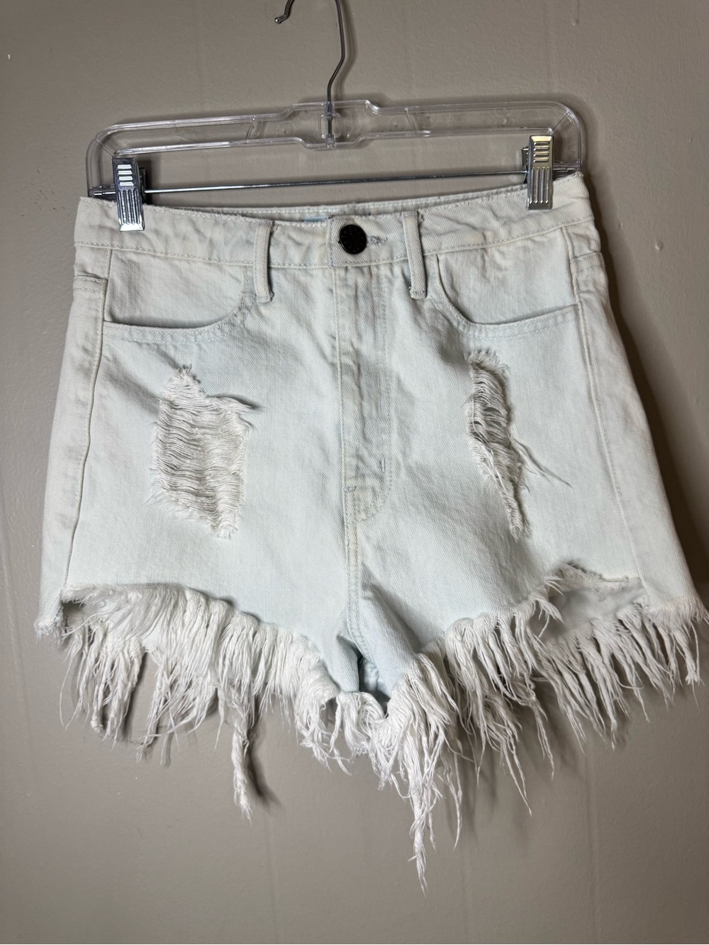Show Me Your MuMu Women’s Distressed Fringe High-Waist Shorts Size 27